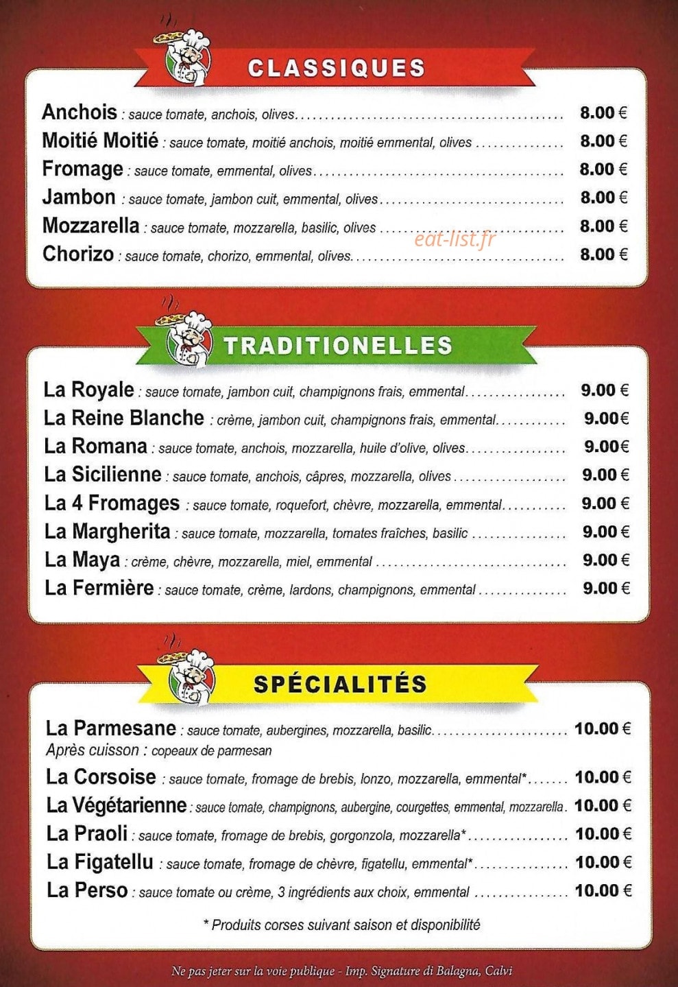 Pizza Praoli — carte page 2