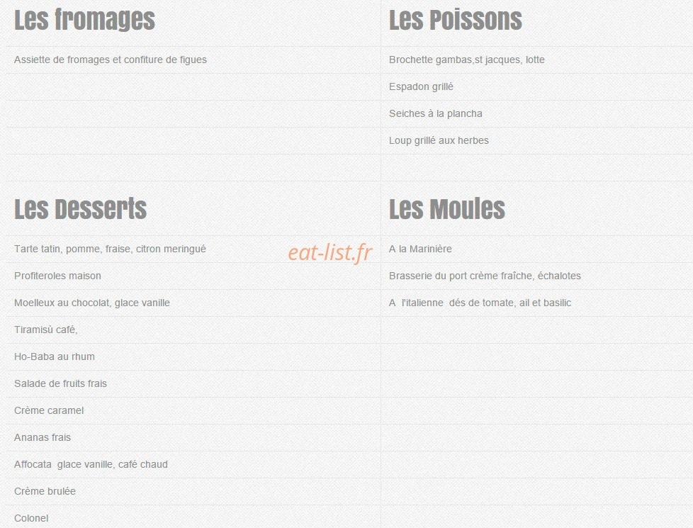 Brasserie du Port — carte page 2