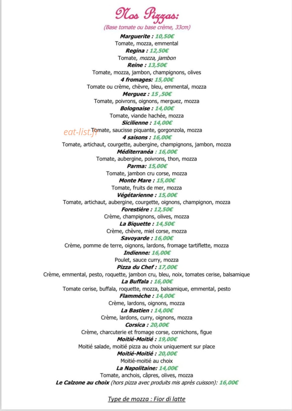 Chez Anaïs — carte page 1