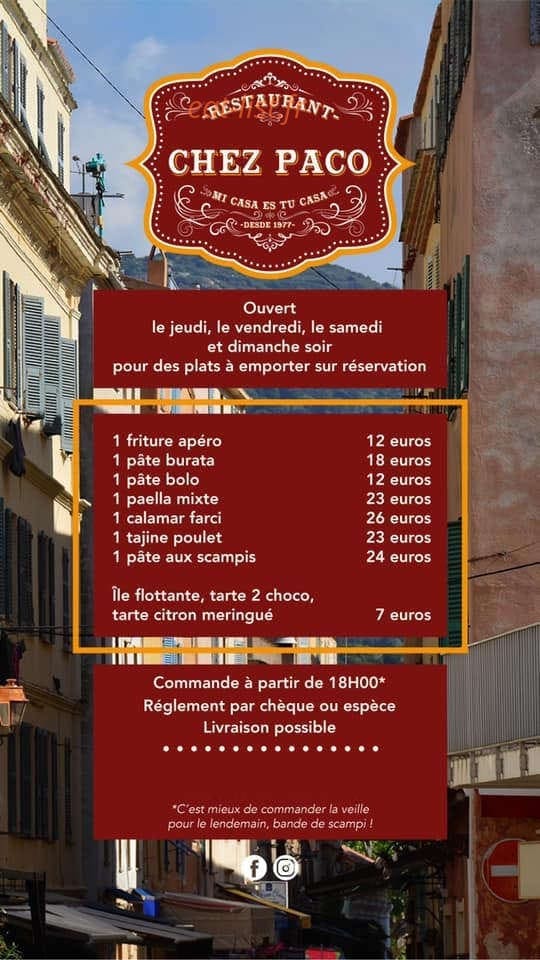 Chez Paco — carte page 1