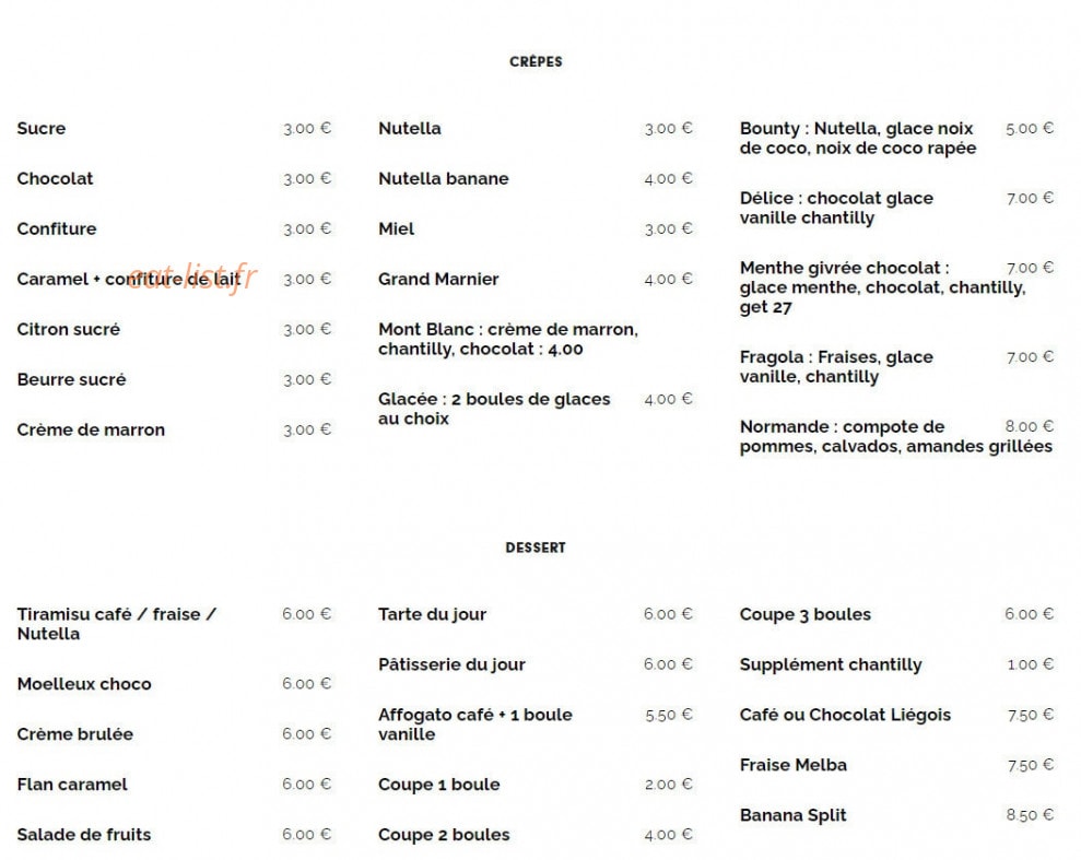 La Crêperie — carte page 5
