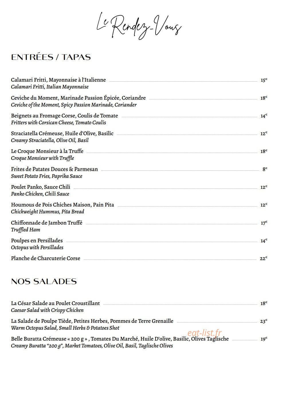 Le Rendez Vous — carte page 2
