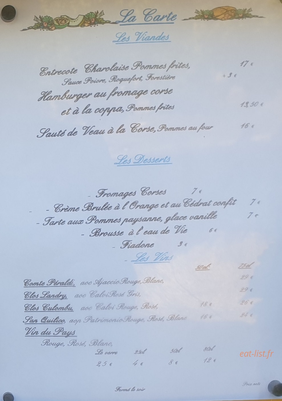 La Taverne Corse — carte page 3