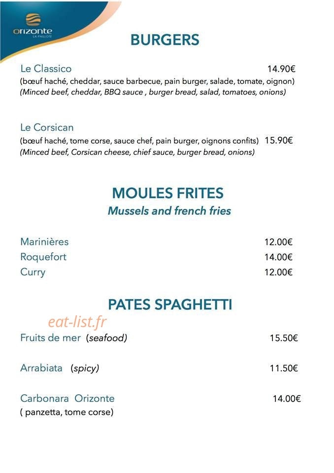 La Paillote Orizonte — carte page 4