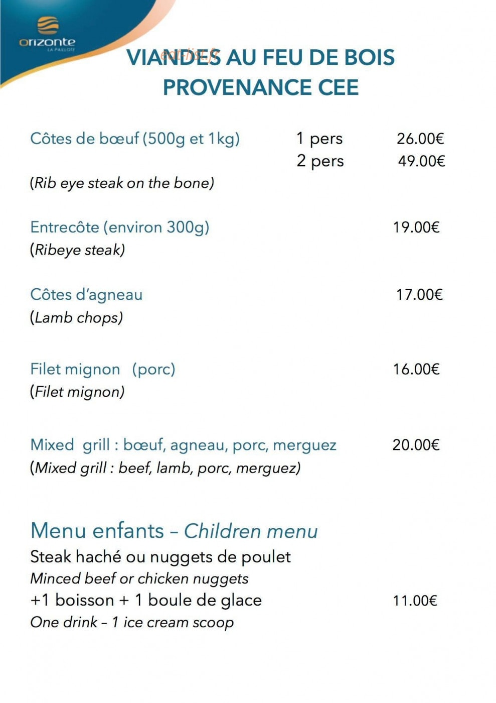 La Paillote Orizonte — carte page 3
