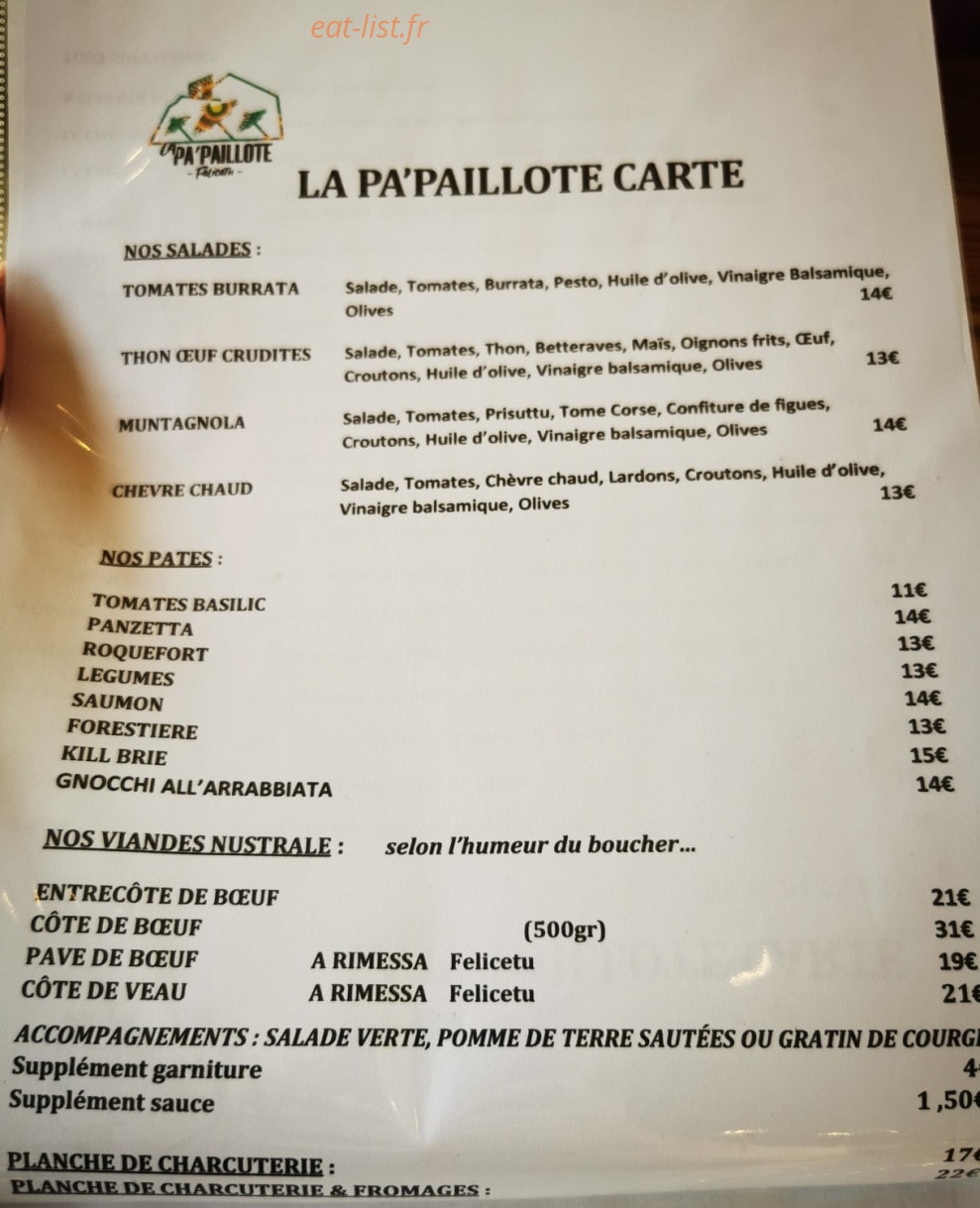 La Pa'Paillote — carte page 2