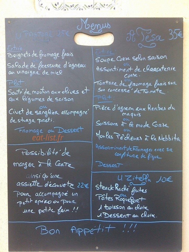 Auberge de Tesa — carte page 1