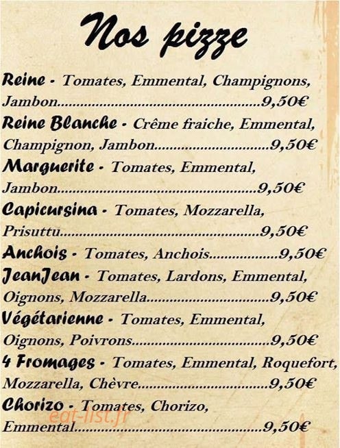 Pizzeria JeanJean — carte page 2