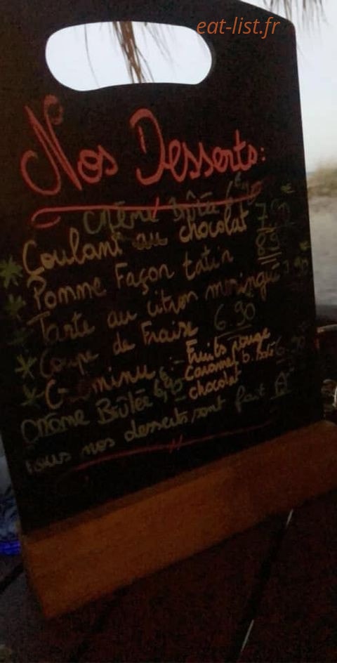 Carte et menu de Paillotte A Siesta à Canale Di Verde — Exemple de menu