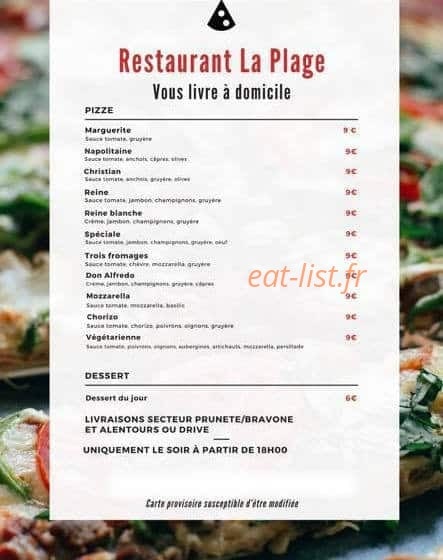 La Plage — carte page 1