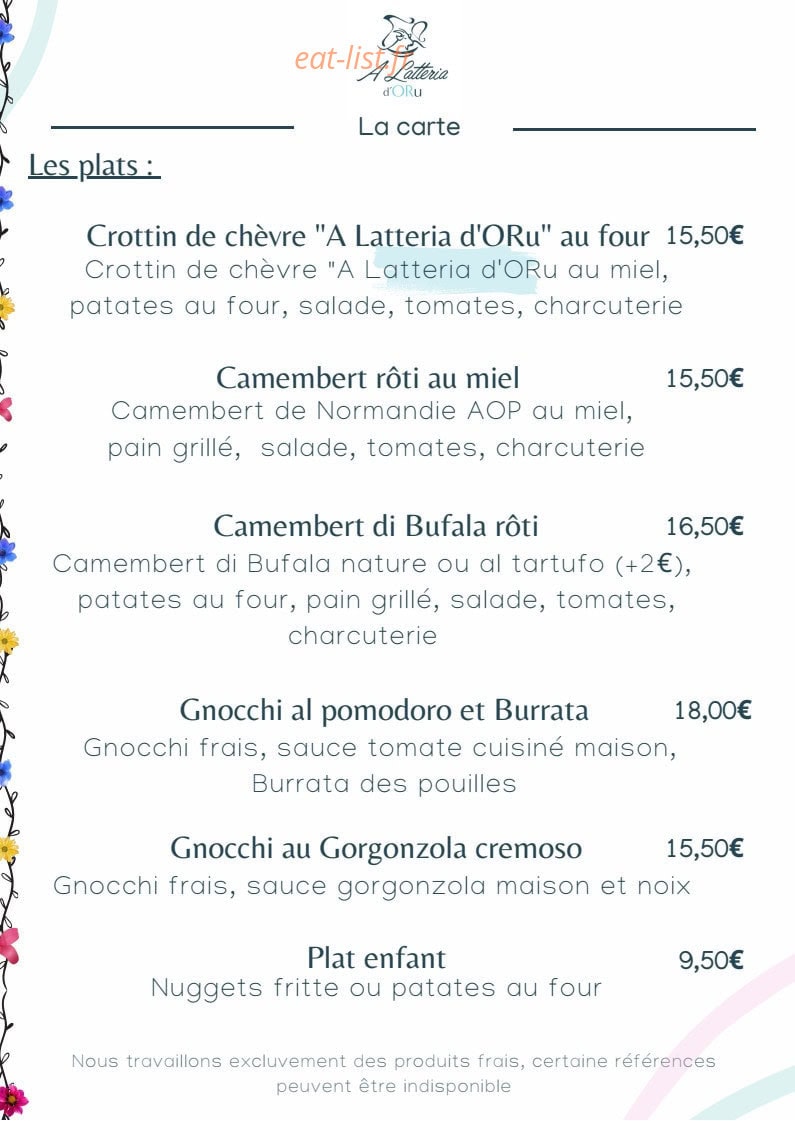 A Latteria d’ORu — carte page 2