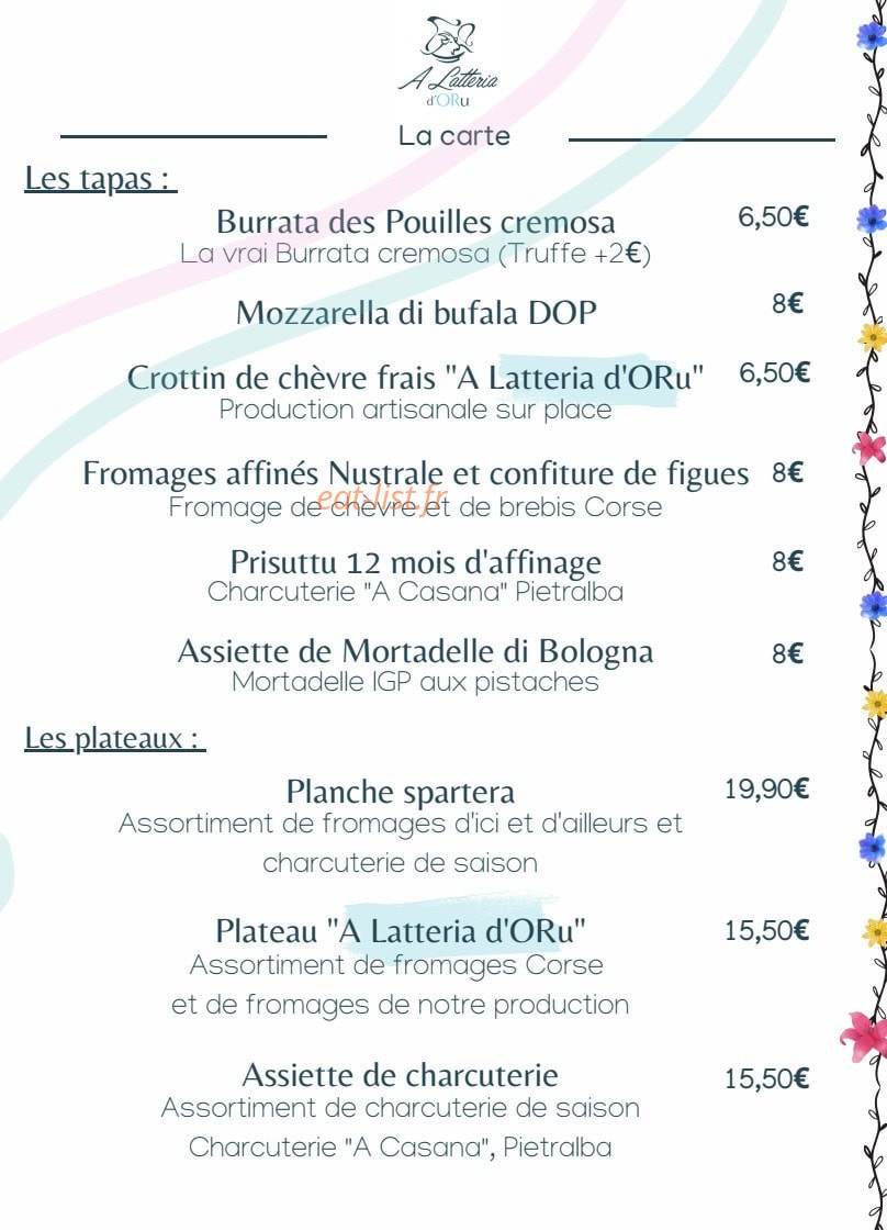 A Latteria d’ORu — carte page 3