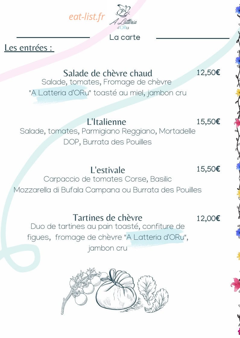 A Latteria d’ORu — carte page 1