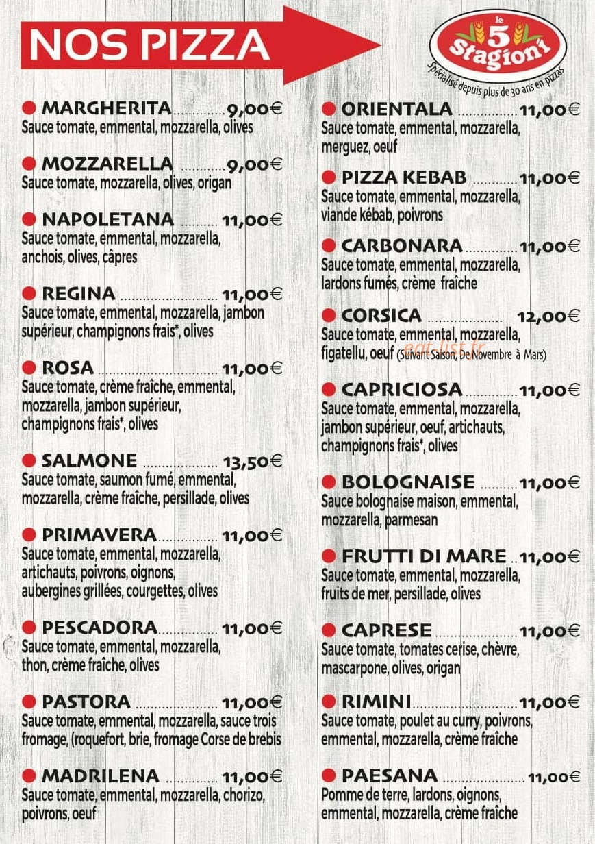 Allo Pizza Burger — carte page 2