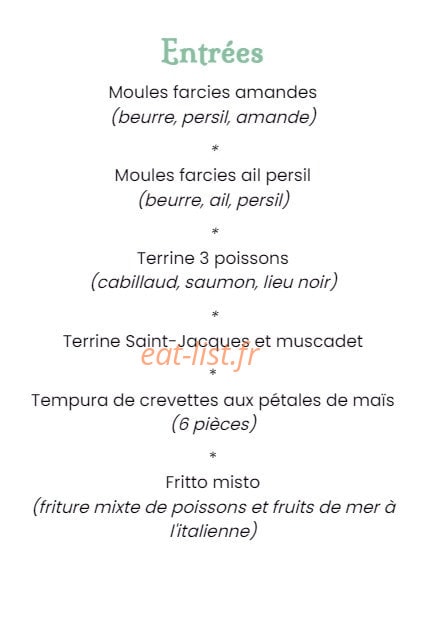 Carte et menu de Black Pearl à Ghisonaccia — Les entrées