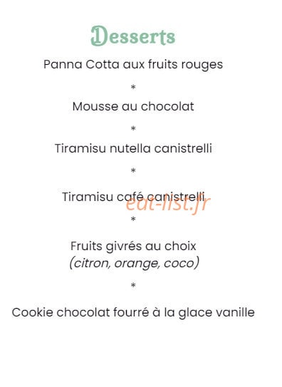 Carte et menu de Black Pearl à Ghisonaccia — Les desserts