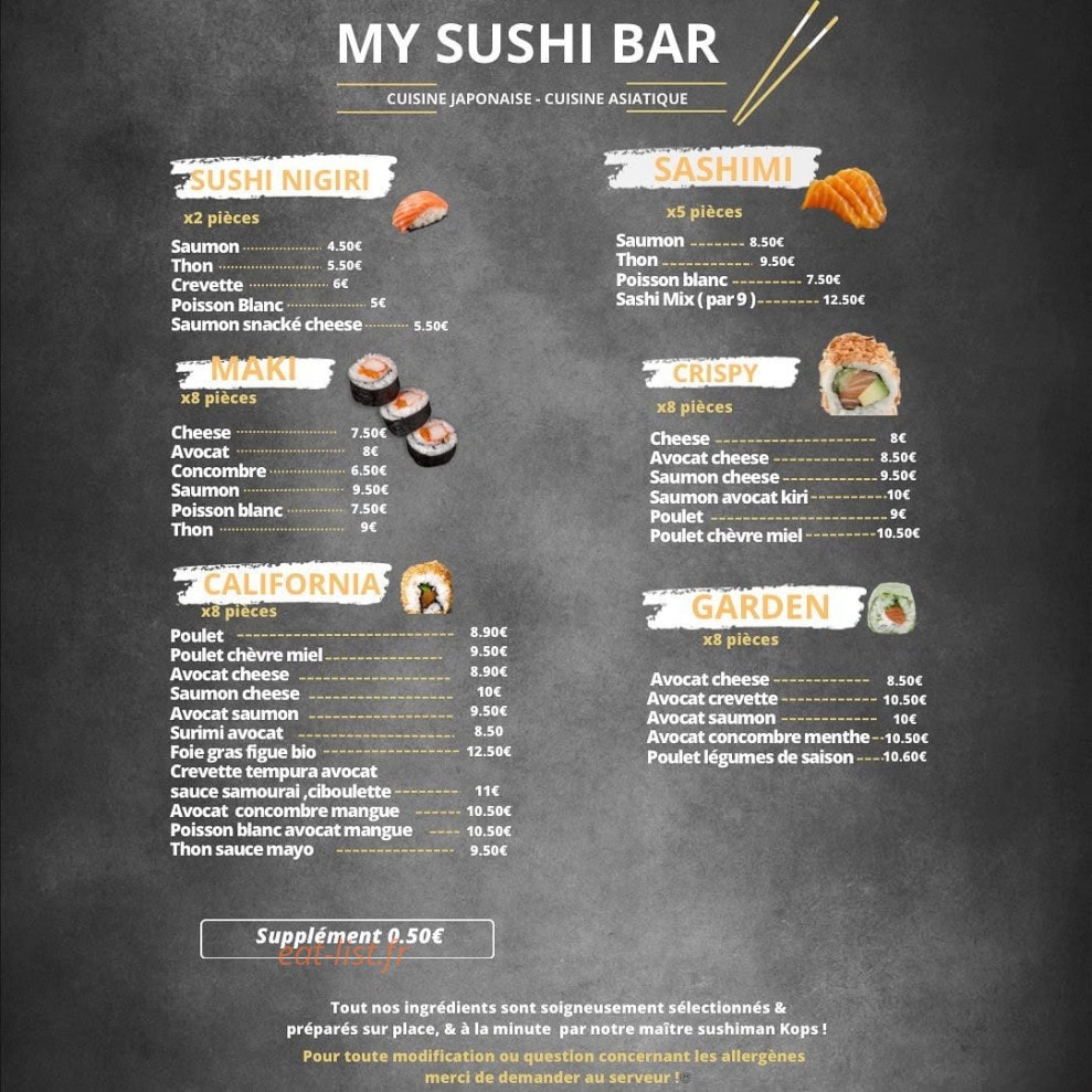 My sushi bar — carte page 9