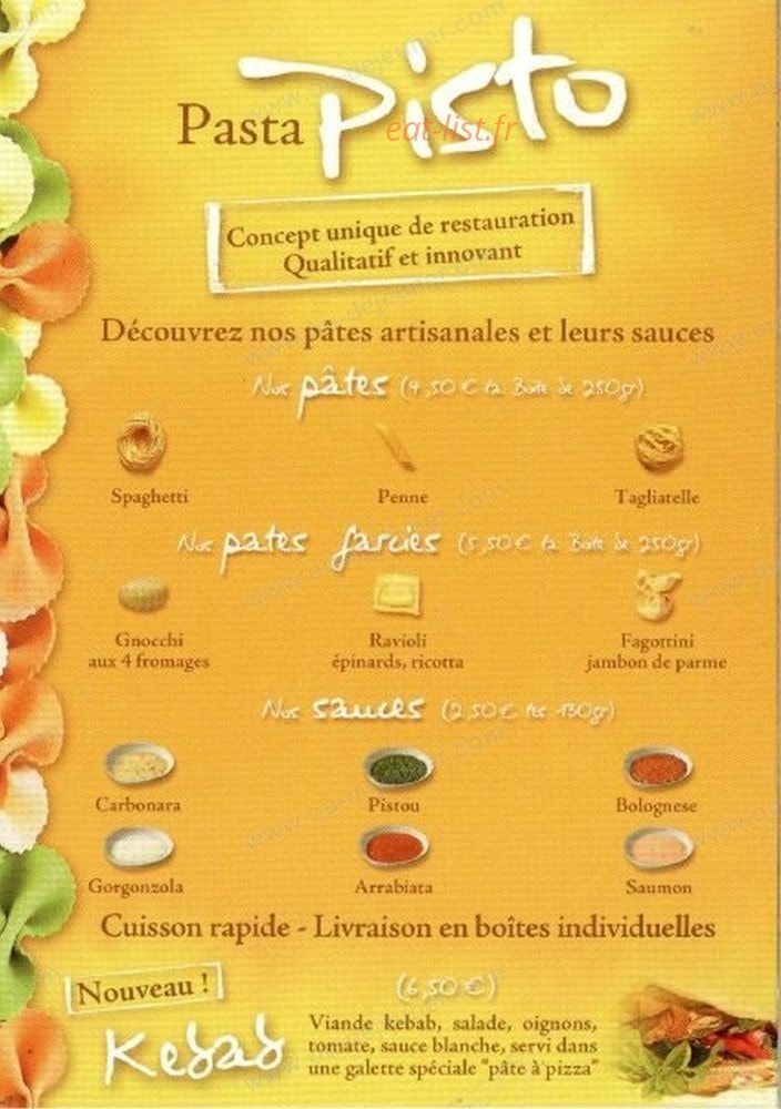 Pizza Pisto — carte page 1