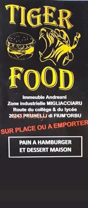 Tiger Food — carte page 1