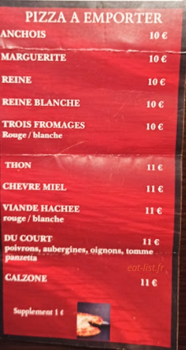 Restaurant du Court — carte page 1