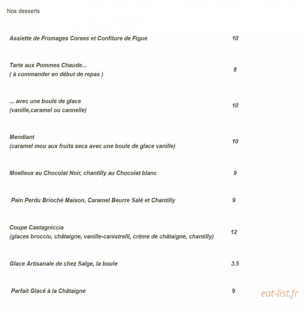 Auberge de la Restonica — carte page 2