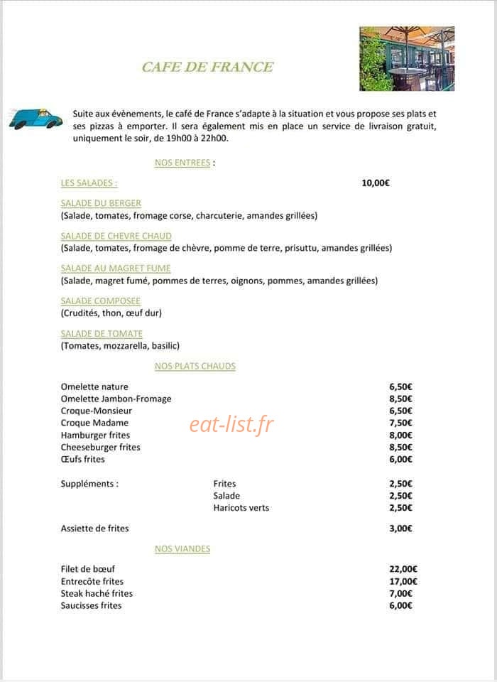 Café De France — carte page 1