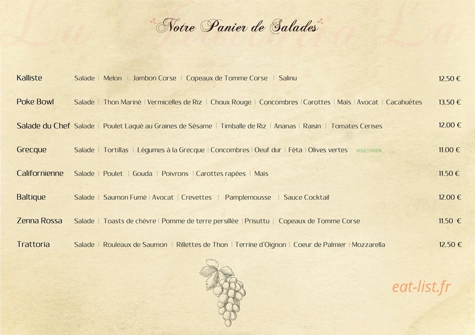 La Trattoria — carte page 2