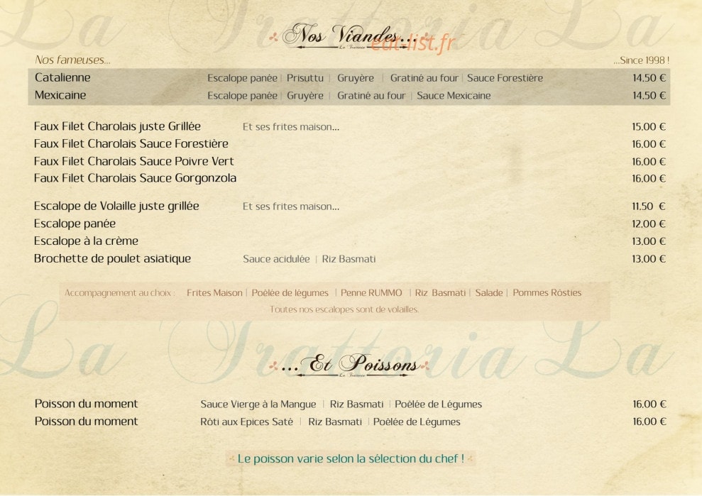 La Trattoria — carte page 4