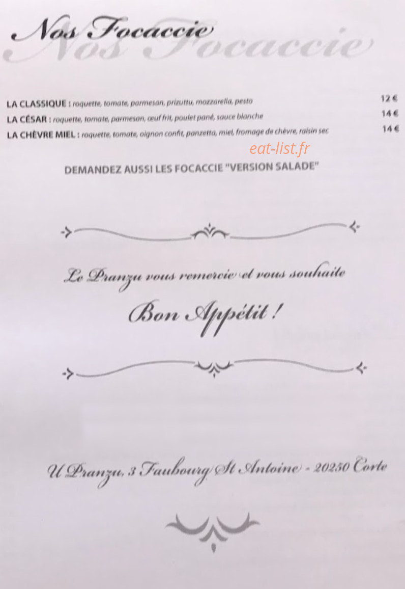 U Pranzu — carte page 4