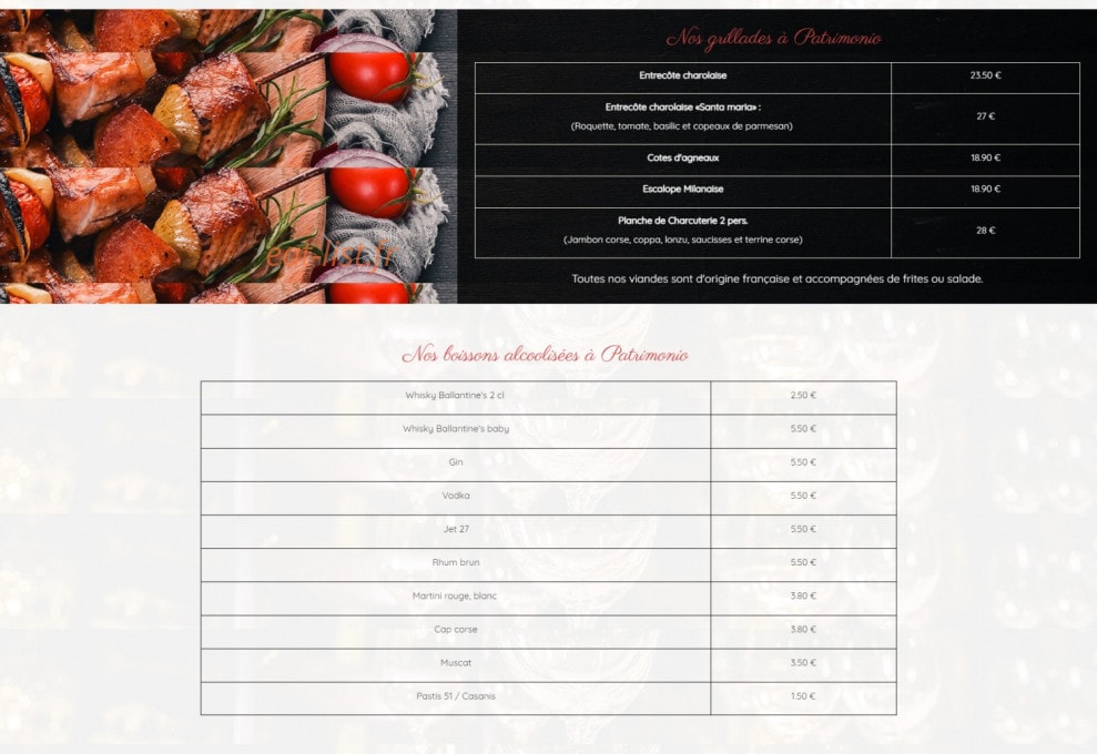 Brasserie Santa Maria — carte page 3