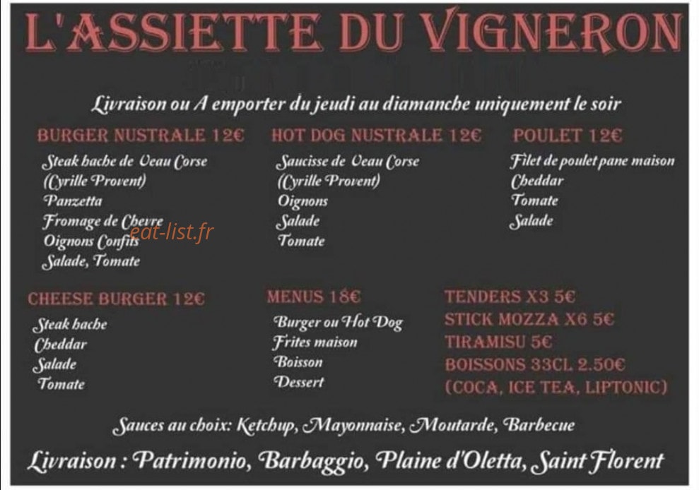 L'assiette Du Vigneron — carte page 1