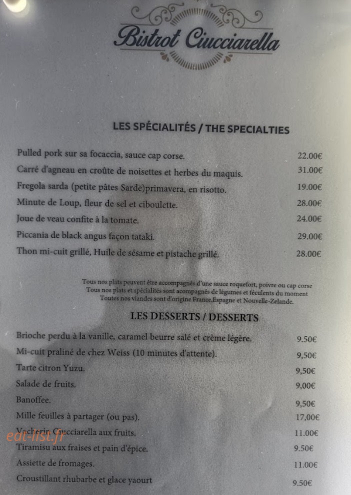 Bistrot ciucciarella — carte page 2