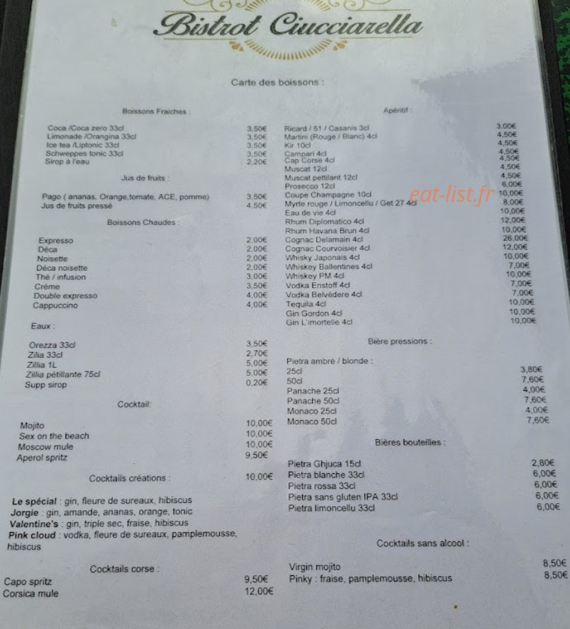 Bistrot ciucciarella — carte page 4