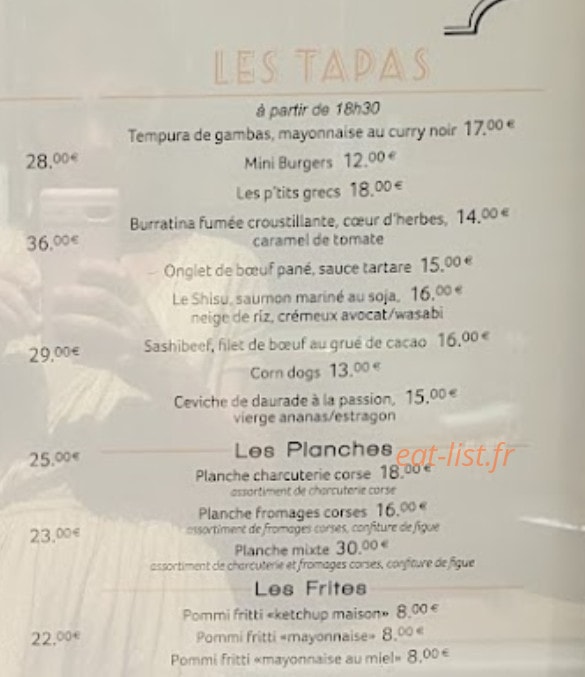 Café de l'Orient — carte page 1