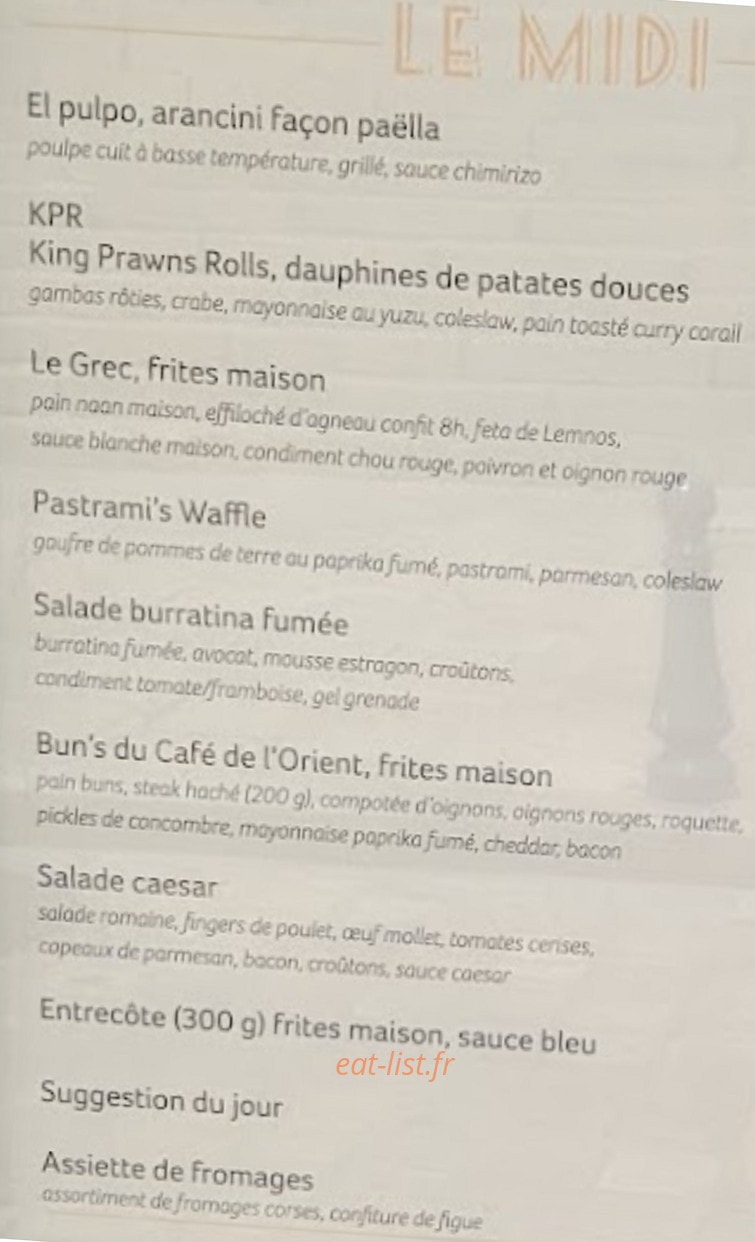 Café de l'Orient — carte page 2