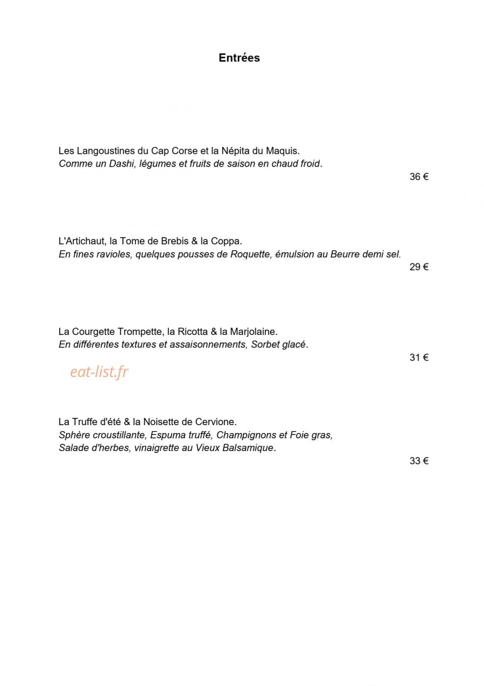 La Signoria — carte page 1