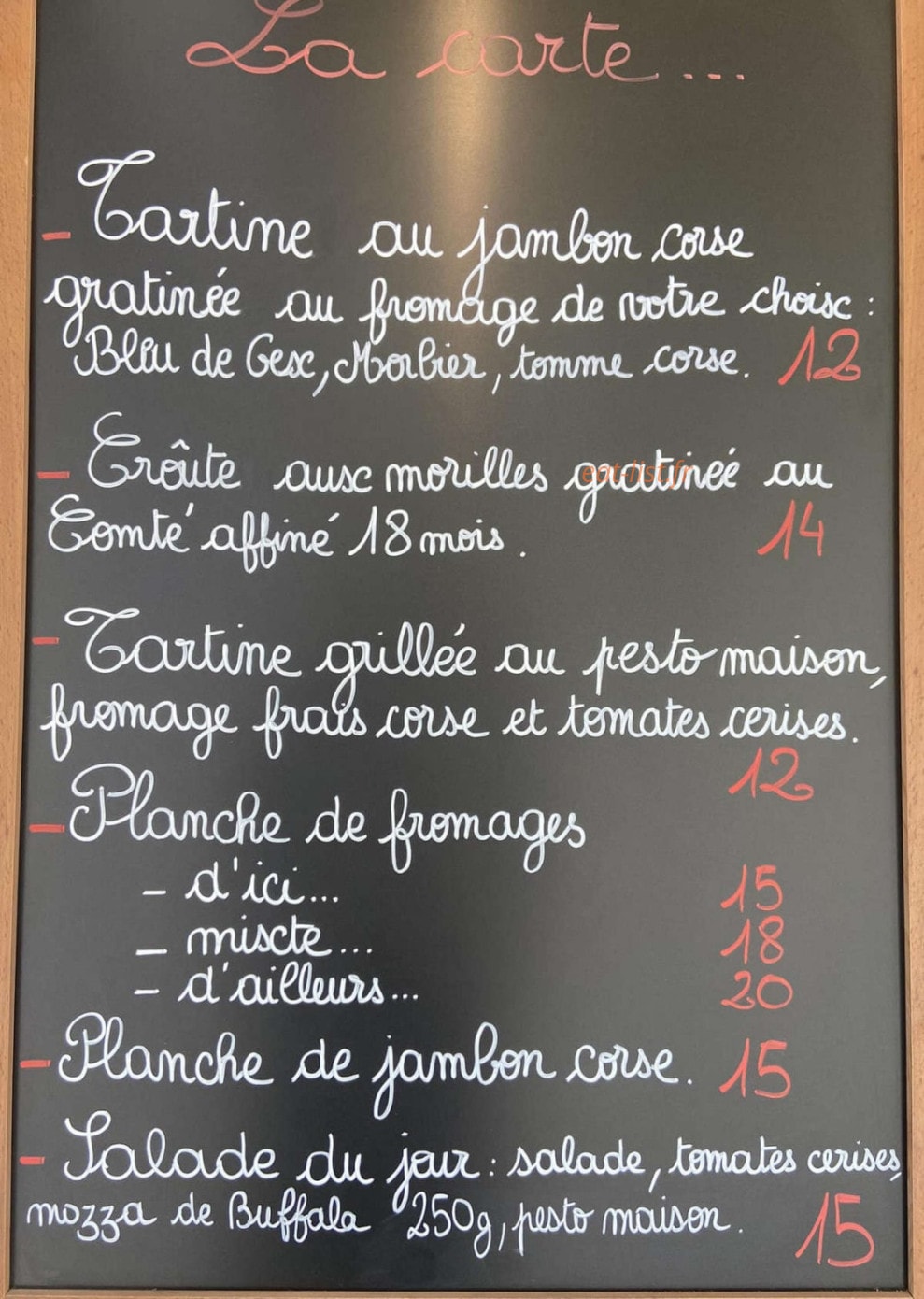 Le bistrot des fromagers — carte page 1
