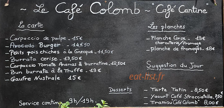 Le café Colomb — carte page 1