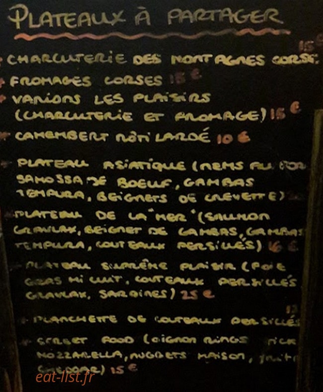 Le Comptoir — carte page 1