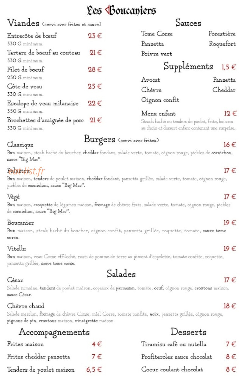 Les Boucaniers — carte page 1