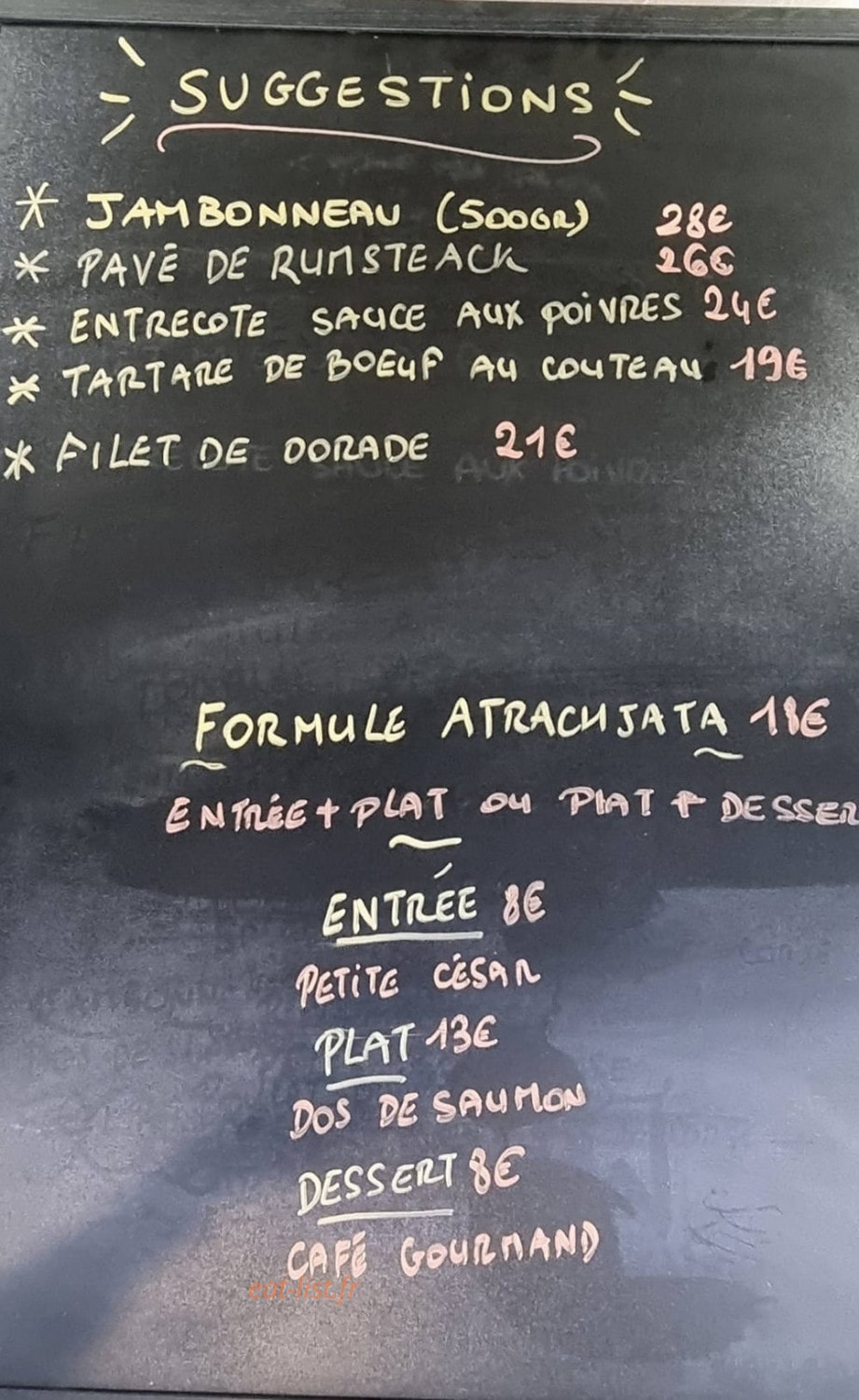 Restaurant l'Atrachjata — carte page 1