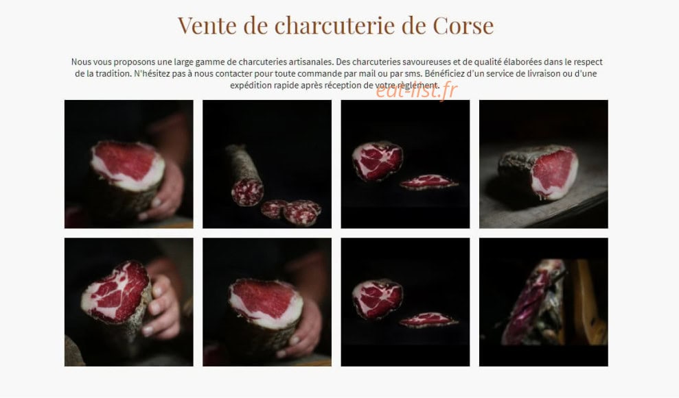 Carte et menu de Charcuterie Pierre-Louis Pistorozzi à Ville Di Paraso — Les charcuteries