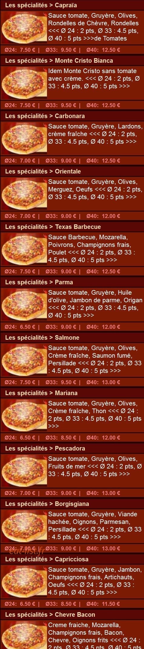 Allo Pizza Burger — carte page 3