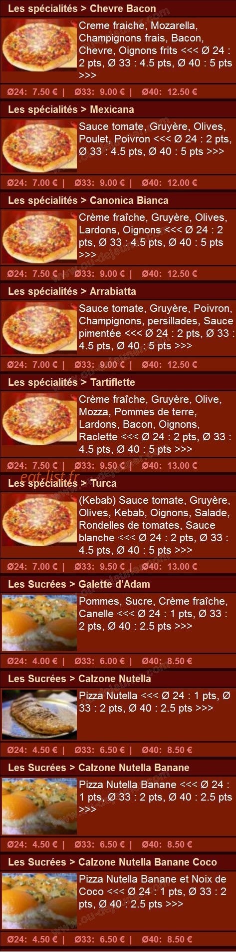 Allo Pizza Burger — carte page 4