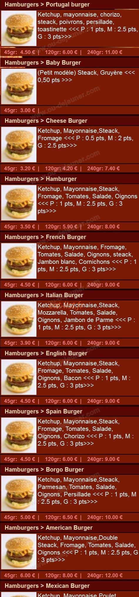 Allo Pizza Burger — carte page 7