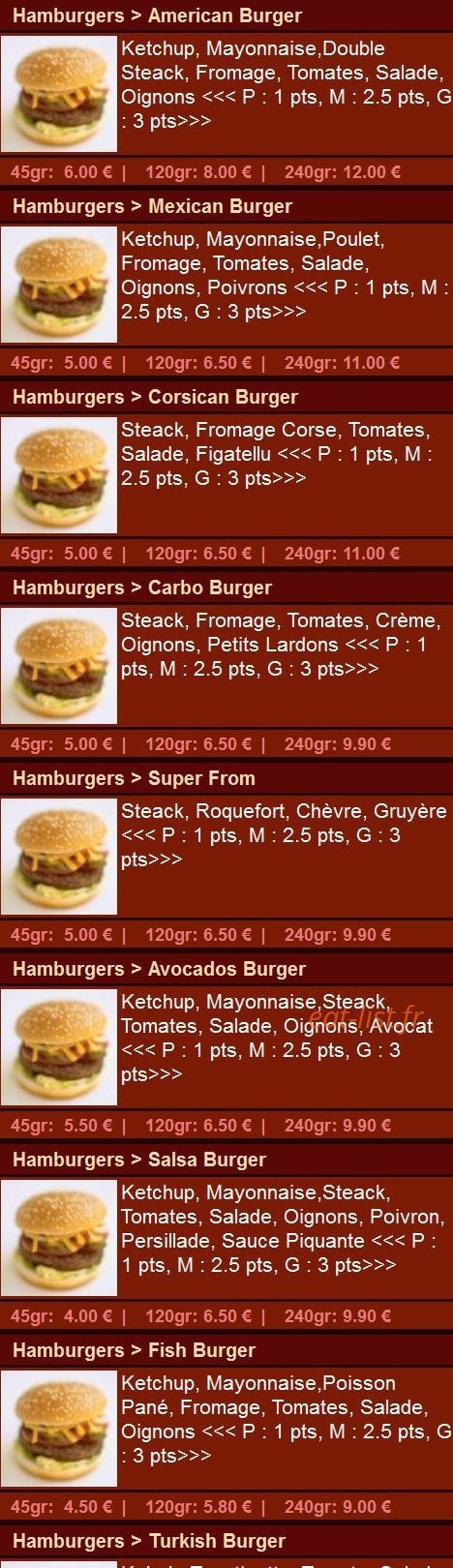 Allo Pizza Burger — carte page 8
