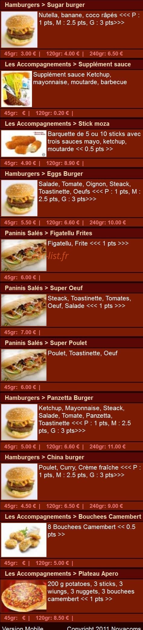 Allo Pizza Burger — carte page 10