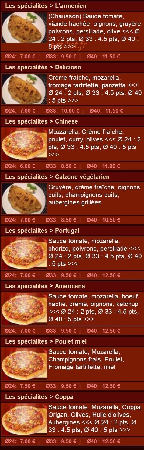Allo Pizza Burger — carte page 6