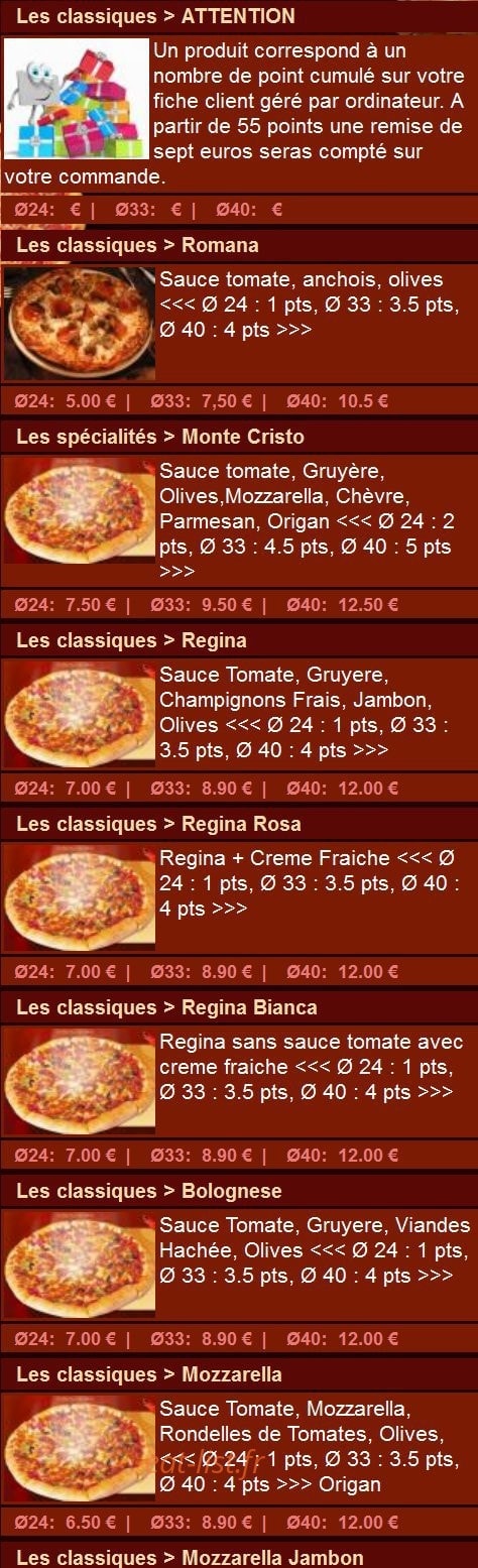 Allo Pizza Burger — carte page 1