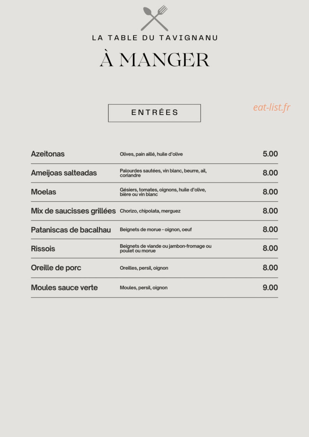 La Table du Tavignanu — carte page 1